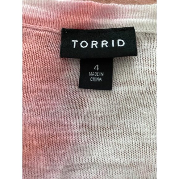 Torrid Womens Tie-Dye Cardigan Sweater Size 4 Pink & White 80% Cotton 20% Rayon - Picture 3 of 8